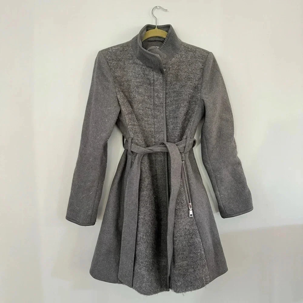 Vince Camuto Grey Two-Toned Long Coat | Size Small - 2